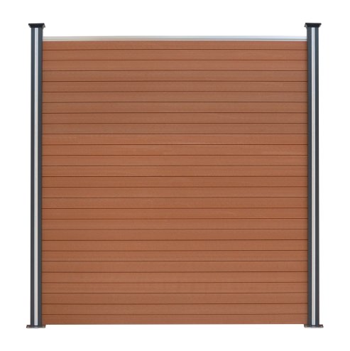Composite Fence Panel x 7 & LED Posts x 8 - Brown