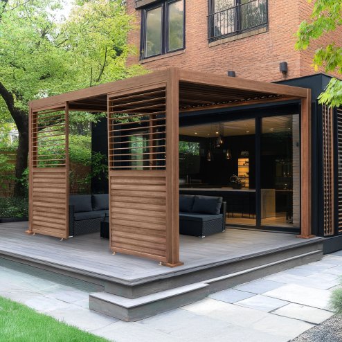 Wood Effect Aluminium Pergola Shutter Panel - 92cm Wide