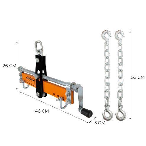Engine Crane 1 Tonne 1000kg & Load Leveller Hoist 900kg Balancer Support Beam Dual Hooks Chain Hydraulic Pump Handle Folding Legs Lift Jack Stand Portable Workshop Garage 4 JIB Positions Automotive