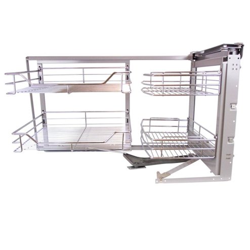 KuKoo Right Hand Corner Kitchen Pull Out Baskets, 90-100cm Cabinet 4 Metal Slide Out Storage Drawers