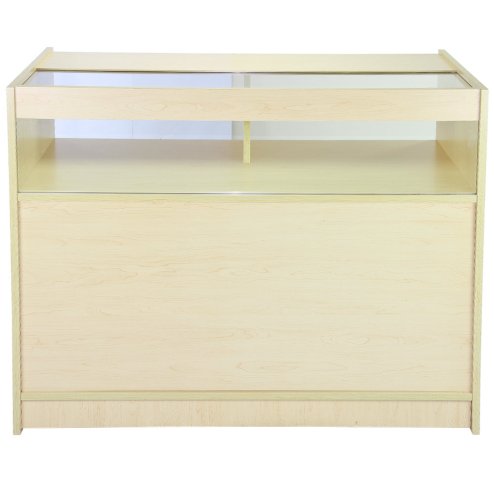 MonsterShop A1200 Shop Counter Retail Showcase Display Cabinet, Maple, 120cm x 90cm x 60cm