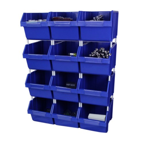 T-Rax 90cm Racking & Storage Bins Stacking Boxes Blue Storage Set Warehouse Garage Boltless Bay Shelving Unit