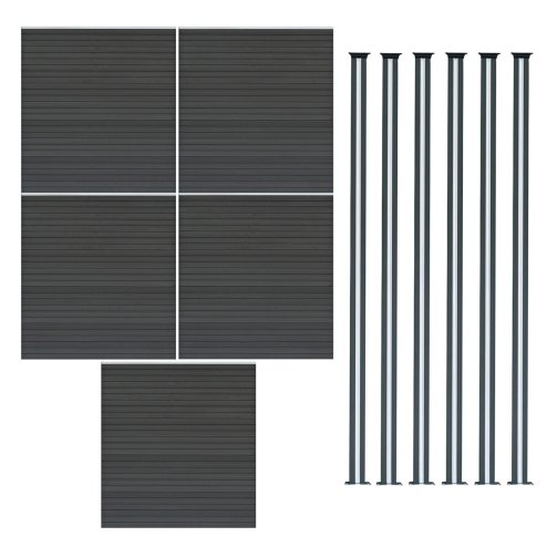Composite Fence Panel x 5 & LED Posts x 6 - Grey