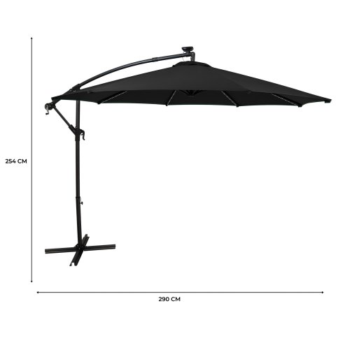 Hanging 2 Seater Egg Chair + Black LED Cantilever Parasol Bundle