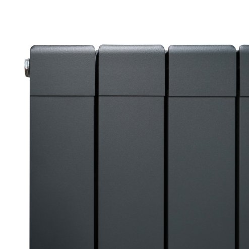 Aluminium Designer Radiator 1800mm x 315mm & TRV Chrome Valves Vertical Double Flat Panel Column Lightweight Modern Heater Matt Anthracite Grey Kitchen Living Room Cleaning Brush Fixing Kit Brackets