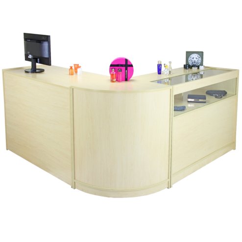 MonsterShop Galaxy Retail Display Shop Counters Set & Glass Showcase Cabinet Units, Maple