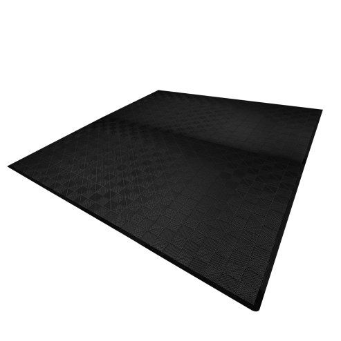 Vented Modular Interlocking Flooring Tiles & Edges 225 x Black Double Garage Heavy Duty Floor Mat Showroom Workshop Outdoor Polypropylene Anti Slip Weather Resistant Drainage Channels 6m x 6m 36m2