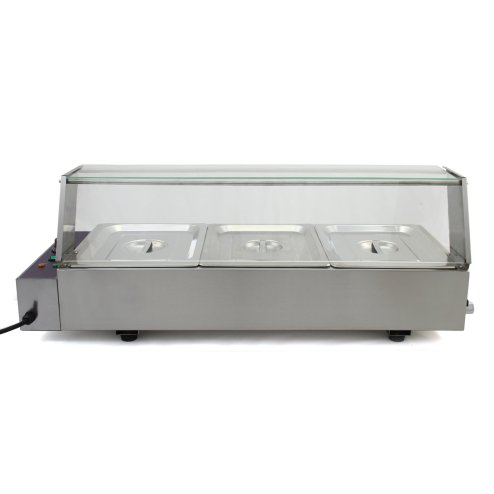 KuKoo Wet Well Catering Bain Marie Food Warmer Display, 3 Pan, 1/2 GN, 1.5kW, Stainless Steel