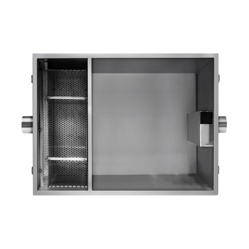 Commercial Grease Trap 96L Under Sink Interceptor 9KG Stainless Steel Waste Fat Oil Water Separator Filter Restaurant Kitchen Takeaway Hotel Cafe 50mm Inlet Outlet Compact 39cm H x 39cm W x 39cm D