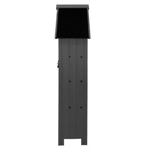 Wooden Garden Storage Shed Grey Tool Organiser Cabinet Beach Hut Sentry Box Lockable Doors 3 Corner Shelves 4 Door Hooks Roof Hatch Padlock 4 Keys Ground Fixing Kit Screw Covers Fir Wood Asphalt Roof