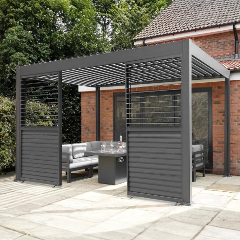 Anthracite Aluminium Pergola Shutter Panel - 123cm Wide