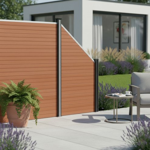 Composite Angled Fence Panel - Brown