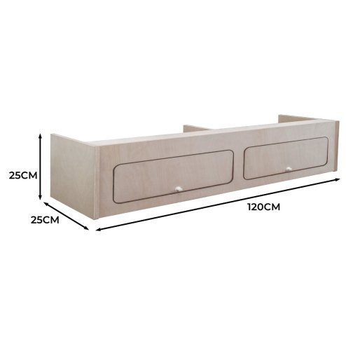 Campervan Overhead Cabinet 2 Door Top Locker Central Divider Camper Van Furniture Storage Lightweight Solid Birch Plywood Unpainted Soft Close Hinges Push Button Locks Pre Drilled Holes Fixing Kit