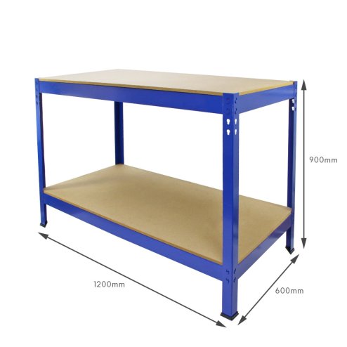 Q-Rax Garage Heavy Duty Steel Shed / Metal DIY Workbench, Workshop Table Work Bench Blue