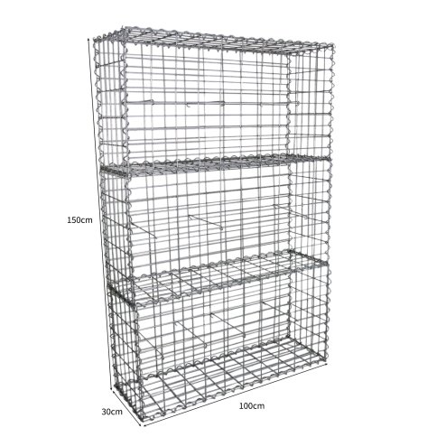 Gabion Baskets Mesh Wire Cages Galvanised Steel Stone Basket Outdoor Spiral Planter Garden Retaining Wall / 100 x 50 x 30cm / 3 Pack