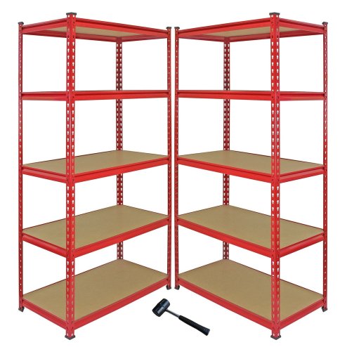 1 x Z-Rax Corner Garage Racking Unit & 2 x Single Racking Storage Units / 5 Steel & MDF Shelves / 3975kg capacity / 4925kg per shelf / Free Rubber Mallet