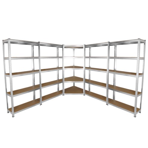 Garage Racking Bundle 4 x 90cm Heavy Duty Racks & 1 x Corner Unit / Galvanised Steel Storage Shelving Warehouse Shed Heavy Duty Rack
