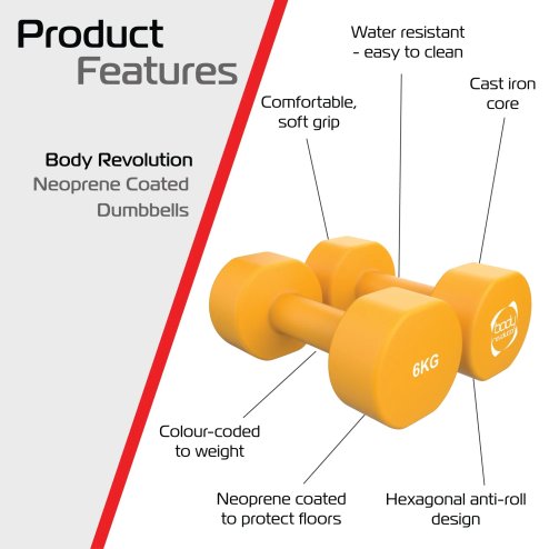 2 x 6KG Neoprene dumbbells