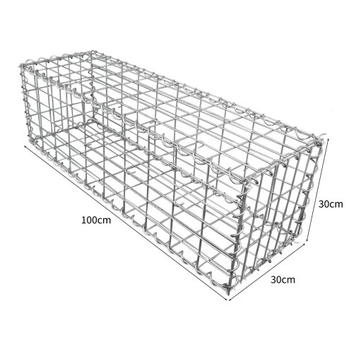 Gabion Baskets Galvanised Steel Cages Mesh Wire Stone Basket Outdoor Spiral Retaining Wall Planter Garden / 100 x 30 x 30cm / 3 Pack