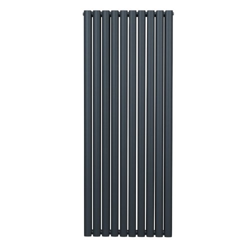 Oval Column Radiator 1600mm x 600mm Modern Designer Double Panel Central Heating Heater Matt Anthracite Grey Carbon Steel Vertical FREE Cleaning Brush Fixing Kit & Brackets