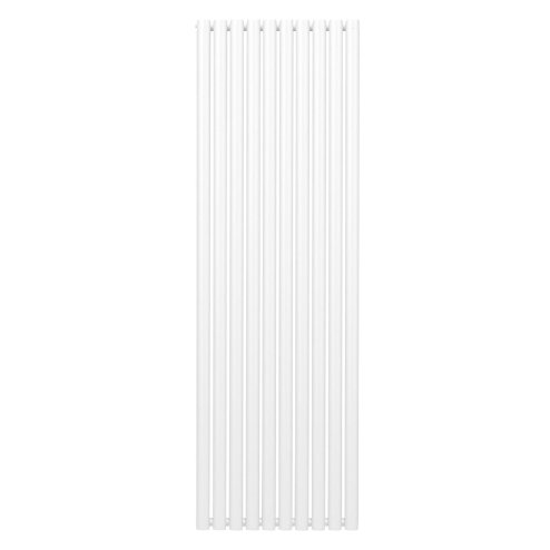 Oval Column Radiator 1800mm x 600mm Modern Designer Double Panel Central Heating Heater Gloss White Carbon Steel Vertical Kitchen Living Room Bathroom FREE Cleaning Brush Fixing Kit & Brackets