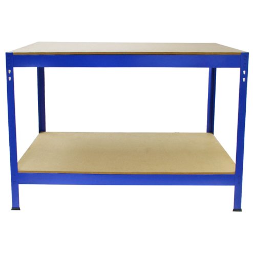 Workbench Garage Table Metal Storage Shelving DIY Tools Heavy Duty Work Bench Workshop Shed / 2 Shelves 90cm x 100cm x 60cm / Blue