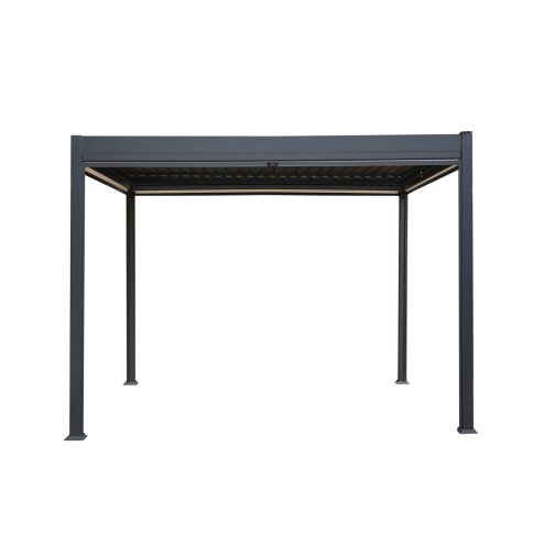 Anthracite Aluminium Pergola With White Blinds - 3m x 3m