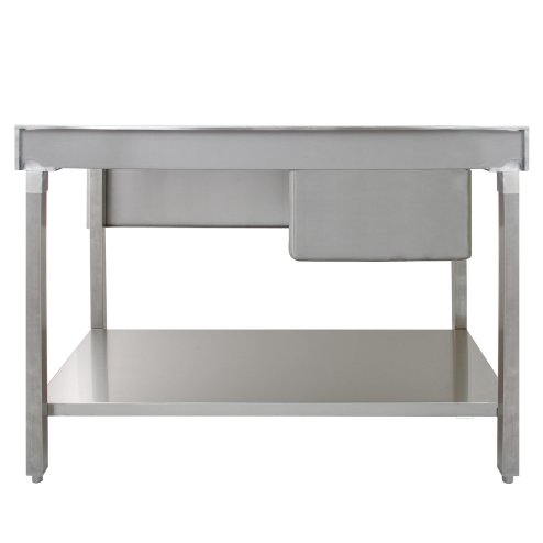 KuKoo Commercial Kitchen Catering Sink, Stainless Steel, Right Hand Drainer, 1.0 Bowl, 120cm Wide