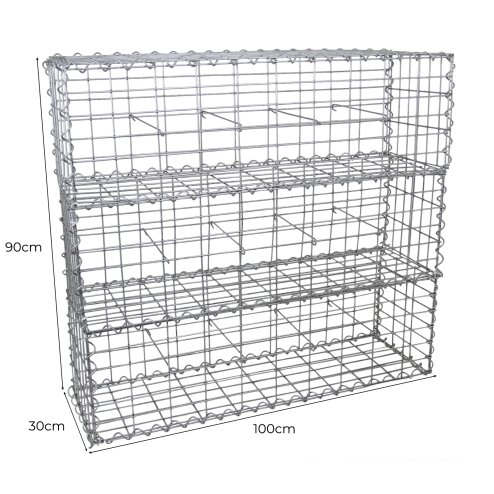Gabion Baskets Galvanised Steel Cages Mesh Wire Stone Basket Outdoor Spiral Retaining Wall Planter Garden / 100 x 30 x 30cm / 6 Pack