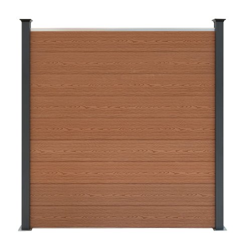 Composite Fence Panel x 5 & LED Posts x 6 - Brown