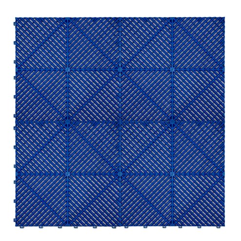 Vented Modular Interlocking Flooring Tiles x 120 Blue With Edges & Hexagon LED Lighting 14 White Lights & Border 6500K 3 Mount Options & Suspended Ceiling Kit Single Garage Floor Mat 3.2m x 6m 19.2m2