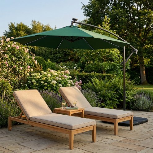 LED Cantilever Parasol 3m - Green