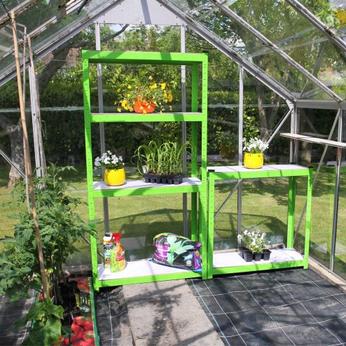 2 Water-resistant Greenhouse Racking 1500mm x 800mm x 300mm Garage Utility Workshop Shelves Gardening Equipment Storage & FREE Bay Connectors