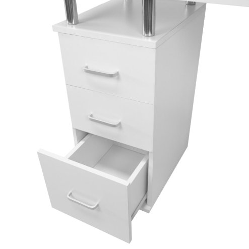 Professional Manicure Table Nail Technician Beauty Salon Tech Station Storage Desk Built In Dust Collector Fan Removable Cushion Rubber Mat 8 Castor Wheels 3 Pull Out Drawers 1 Cupboard 2 Shelves