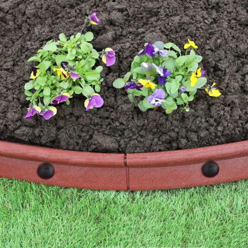 Flexible Lawn Edging Garden Border Grass Pathways Path Edge Vegetable Plot Flowerbed Raised Borders Rubber Artificial Grass Terracotta | Pack of 4 x 1.2m