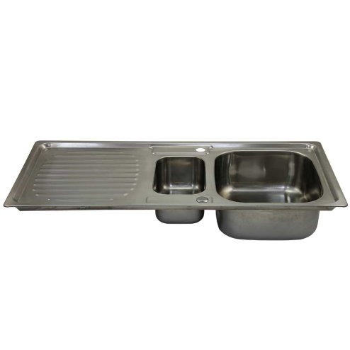 KuKoo Stainless Steel Kitchen Sink Basin, Reversible 1.5 Bowl, 105cm x 18cm x 50cm Image