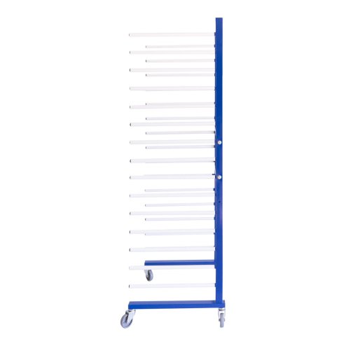 Spray Drying Rack Blue Trolley Eco Spray Paint Shop Woodworking Dry Storage 4 Heavy Duty 360 Degree Castors Mobile 15 Layers 20kg Per Layer 300kg Total Capacity Adjustable Width 175 H x 35/66 W x 55 D