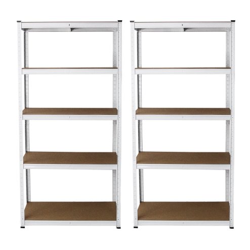 Monster Shop Garage Shelving Units 5 Tier Racking Storage Warehouse Bays Industrial Heavy Duty Boltless Steel Shelves