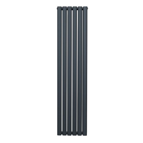 Oval Column Radiator 1600mm x 360mm Modern Designer Double Panel Central Heating Heater Matt Anthracite Grey Carbon Steel Vertical Kitchen Living Room FREE Cleaning Brush Fixing Kit & Brackets