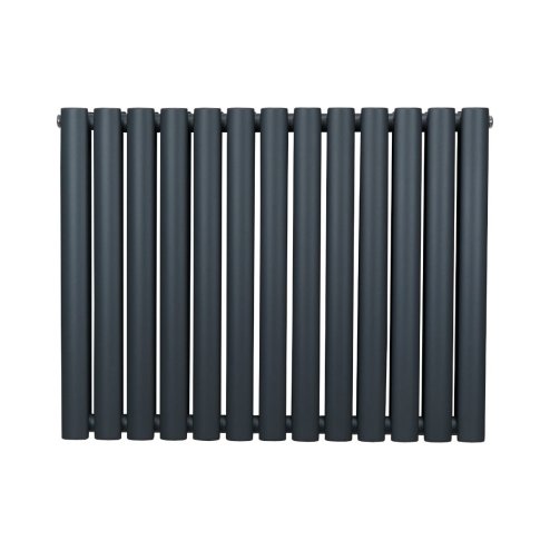Oval Column Radiator 600mm x 780mm Modern Designer Double Panel Central Heating Heater Matt Anthracite Grey Carbon Steel Horizontal Kitchen Living Room FREE Cleaning Brush Fixing Kit & Brackets