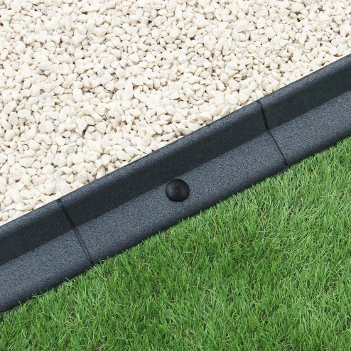 Flexible Lawn Edging Garden Border Grass Pathways Path Edge Vegetable Plot Flowerbed Raised Borders Rubber Artificial Grass Grey | Pack of 50 x 1.2m