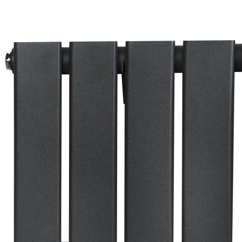 Flat Single Column Radiator & Valves - 1800mm x 280mm - Anthracite Grey