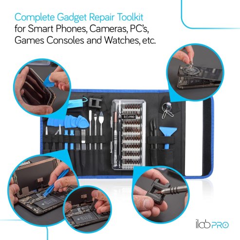 ilabPRO 90 Piece Precision Screwdriver Set Toolkit with Magnetic Micro Screwdriver and bits for Phone, Tablet, Laptop, PC, Watch and Glasses Repairs