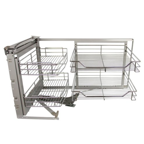 KuKoo Left Hand Corner Kitchen Pull Out Baskets, 90-100cm Cabinet, 4 Metal Slide Out Storage Drawers