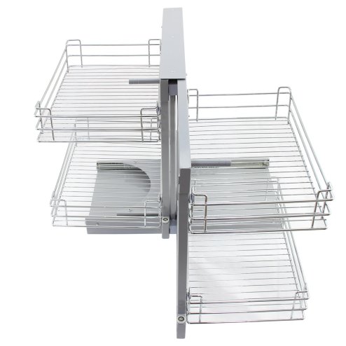 KuKoo RH Magic Corner Kitchen Pull Out Baskets, Slide Out 90-100cm Unit, 4 Metal Storage Drawers