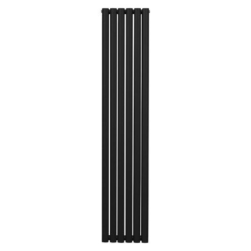 Oval Column Radiator 1800mm x 360mm Modern Designer Double Panel Central Heating Heater Matt Black Carbon Steel Vertical Kitchen Living Room Bathroom FREE Cleaning Brush Fixing Kit & Brackets