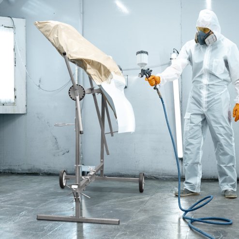 Rotating Paint Panel Stand Large Panelstand Rack Body Shop Car Repair Garage Mobile Wheels 180 Degree Rotation 300kg Load Capacity 6 Arms 4 x Hooks & 2 x Extra Long Bars Stable Sturdy Steel Silver