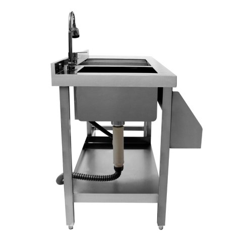 Cocktail Bar Station Stainless Steel 90L Insulated Ice Well Removable Dividers Free-Standing Workstation Large Sink 360 Degree Swivel Mixer Tap Speed Rail Slimline Bin Void FREE Boston Cocktail Shaker