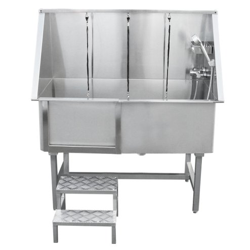 Dog Bath Professional Stainless Steel  Pet Grooming Station 600mm Extra-Large Heavy Duty Metal Wash-Tub Groomer Walk In Shower Clean | With Mixer Tap And Drainage Kit | FREE Gloves