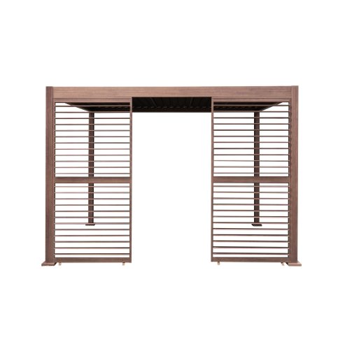 Wood Effect Aluminium Pergola 3 x 3m with 2 Louvre Panels